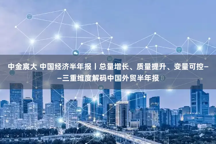 中金宸大 中国经济半年报丨总量增长、质量提升、变量可控——三重维度解码中国外贸半年报