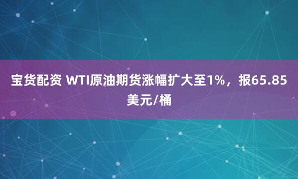 宝货配资 WTI原油期货涨幅扩大至1%，报65.85美元/桶